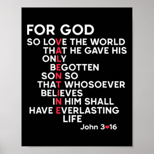 Christelijke Bijbelvers Johannes 3 16 Jezus Waarde Poster