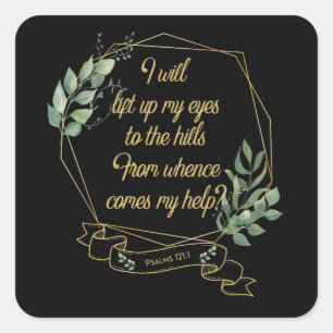 Christelijke bijbelverse eucalyptusbladeren vierkante sticker