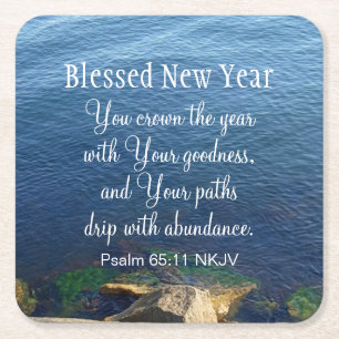 Christelijke Bijbelversie blauw oceaangebied zonde Vierkante Kartonnen Onderzetter