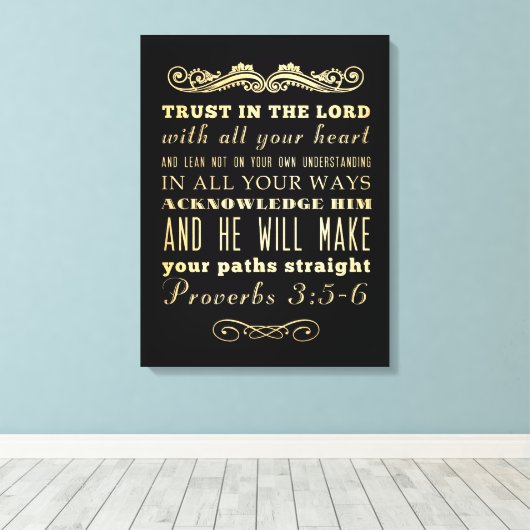 Christelijke Bijbelversie met scripts - Proverbs 3 Canvas Afdruk (Insitu (Houten vloer))