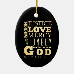 Christelijke Bijbelversie van Scripts - Micah 6:8 Keramisch Ornament
