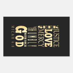 Christelijke Bijbelversie van Scripts - Micah 6:8 Rechthoekige Sticker