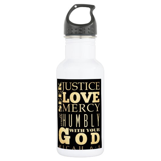 Christelijke Bijbelversie van Scripts - Micah 6:8 Waterfles (Voorkant)