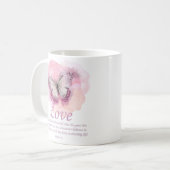 Christelijke bijbelvlinder voor vrouwen: Liefde Koffiemok (Voorkant links)
