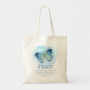 Christelijke bijbelvlinder voor vrouwen: Vrede Tote Bag