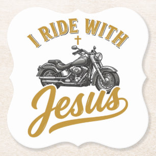 Christelijke Biker Ik Rijd Met Jezus Vintage Motor Kartonnen Onderzetters