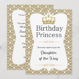 Christelijke Birthday Princess White en Gold Damas Kaart