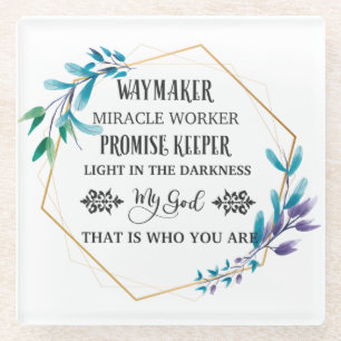 Christelijke Blauwe Floral Wreath Glazen Onderzetter