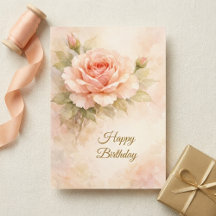 Christelijke bloemen verjaardagskaart Roze Roos