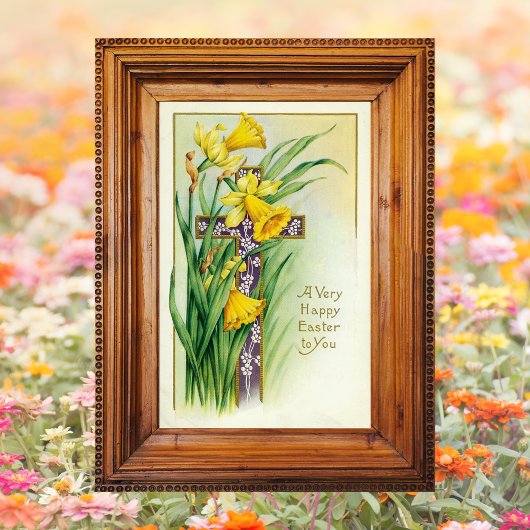 Christelijke Bloemenkruis Jezus Happy Easter Poster