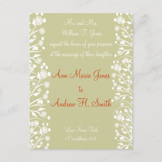 Christelijke bruiloft uitnodiging Sinaasappel wit (Voorkant)