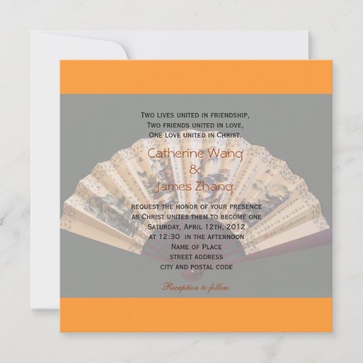 Christelijke bruiloft van Chinese bamboe- en zijde Kaart (Voorkant)