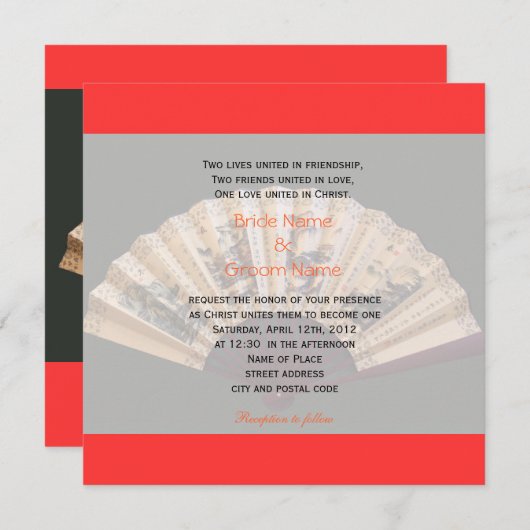 Christelijke bruiloft van Chinese bamboe- en zijde Kaart (Voorkant / Achterkant)