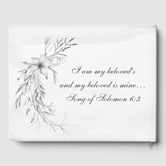 Christelijke bruiloft Waterverf van Elegant Gray F Gastenboek (Achterkant)