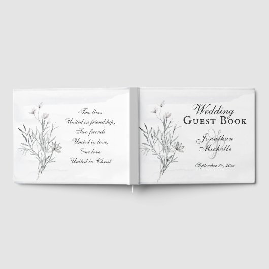 Christelijke bruiloft Waterverf van Elegant Gray F Gastenboek (Volledig)