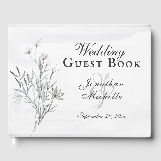 Christelijke bruiloft Waterverf van Elegant Gray F Gastenboek (Voorkant)