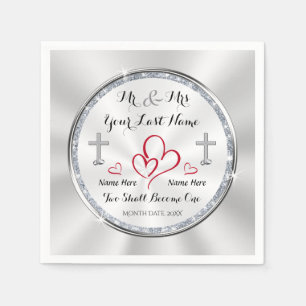 Christelijke bruiloftsluiers twee zullen één worde servet