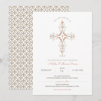 Christelijke Cross Baby Meisje Doopuitnodiging Kaart