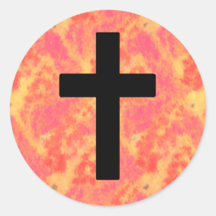 Christelijke Cross Stickers Sunrise Kleur Achtergr