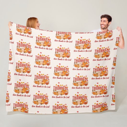 Christelijke DANKBARE THANKSGIVING Pompoen Latte Fleece Deken (In situ)