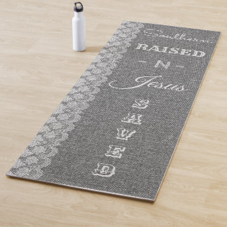 Christelijke Denim Lace Southern Raised Jesus Save Yogamat