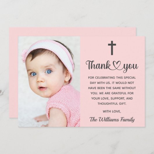 Christelijke doop Eerste communie Religieus Bedankkaart (Voorkant / Achterkant)