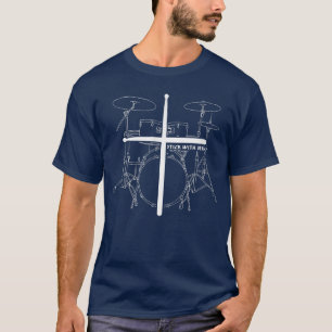 Christelijke drummer zet Jezus Christus Drum Sti t T-shirt