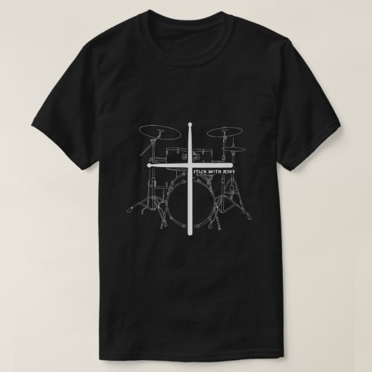 Christelijke drummer zet Jezus Christus Drum Sti t T-shirt (Design voorkant)