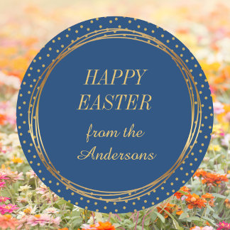 Christelijke Elegante Gouden Polka Dots Happy East Ronde Sticker