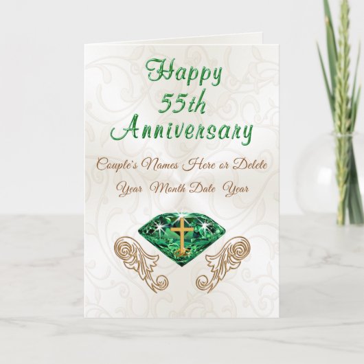 Christelijke Emerald 55e bruiloft Jubileum Kaarten (Voorkant)