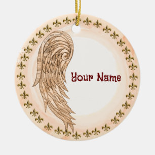 Christelijke engel met één vleugel keramisch ornament