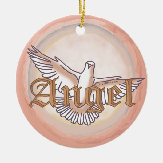Christelijke engelduif keramisch ornament (Voorkant)