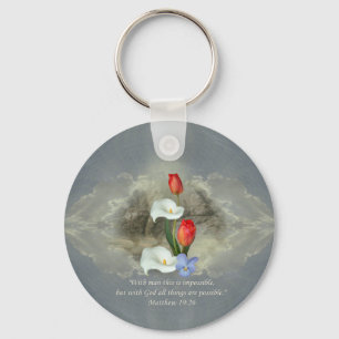 Christelijke Faith Art ~ Matthew 19:26 Sleutelhanger