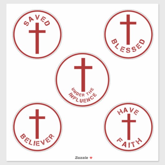Christelijke Faith Typografie Set 2 met Cross in R Sticker (Vel)