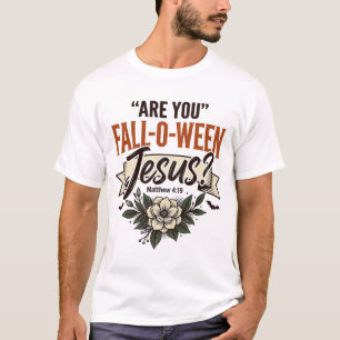Christelijke Fall-O-Ween Jezus Vintage Gravure T-s T-shirt