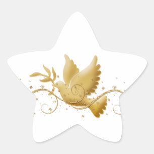 Christelijke feeststok met gouden kerstduif ster sticker
