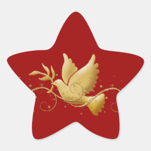Christelijke feeststok met gouden kerstduif ster sticker