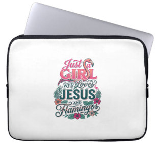 Christelijke Flamingo Meisje Vintage Laptop Sleeve