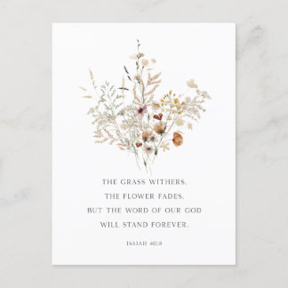 Christelijke Floral Art Isaiah 40:8 Briefkaart