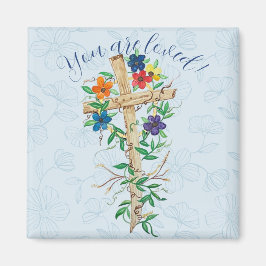 Christelijke Floral Cross Magneet
