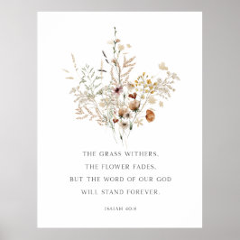 Christelijke Floral Wall Art Isaiah 40:8 Poster