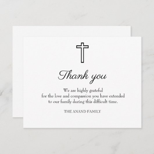 Christelijke Funeral Bereavement Hartelijk dank Bedankkaart