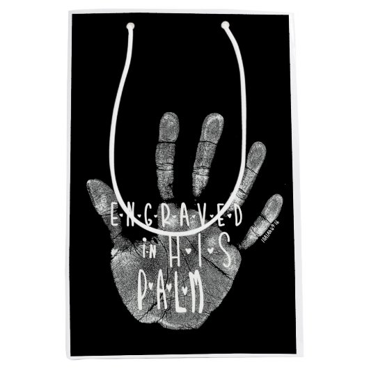 Christelijke Gift Bag Isaiah 49:16 gegraveerd Medium Cadeauzakje (Voorkant)