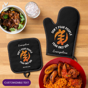 Christelijke Glitter GYE NYAME Adinkra Afrikaans Ovenwant & Pannenlap Set