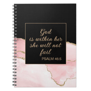Christelijke God Binnen Haar Roze Zwart Goud Marme Notitieboek