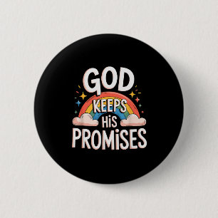 Christelijke God Houdt Zijn Beloften Regenboog Wol Ronde Button 5,7 Cm