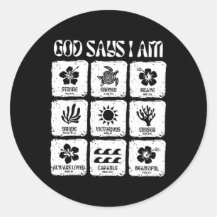 Christelijke God Say I Am Flower Beach Hawaii Ronde Sticker
