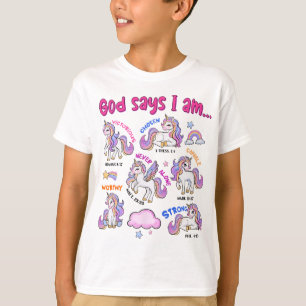 Christelijke God zegt dat ik eenhoorn bijbelvers r T-shirt