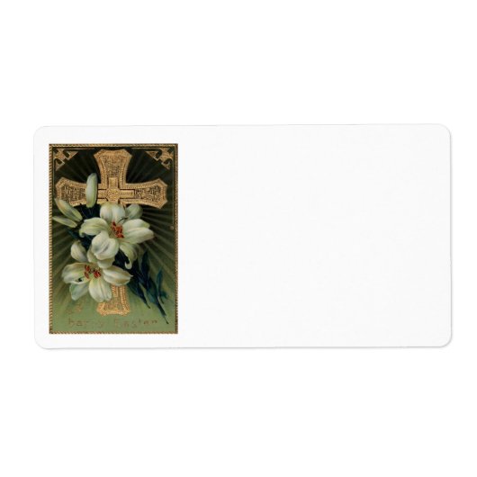 Christelijke Gold Cross Easter Lily Etiket (Voorkant)