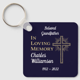 Christelijke Gold Cross Herdenking Foto Sleutelhanger